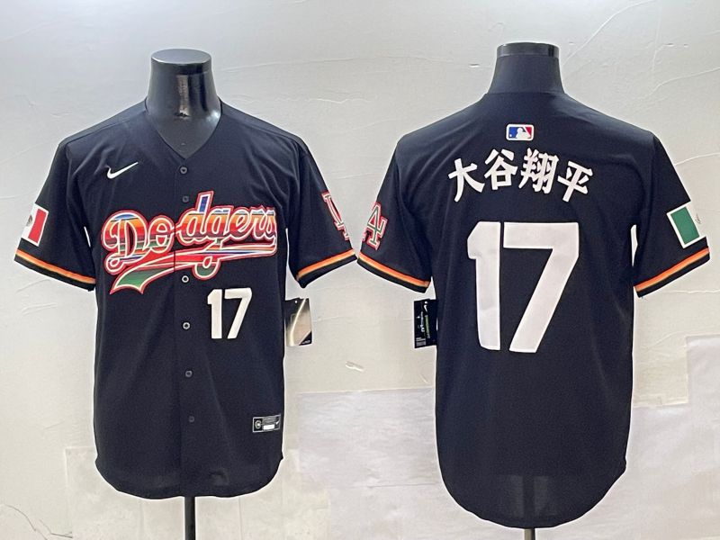 Men Los Angeles Dodgers #17 Ohtani Black rainbow 2025 Nike MLB Jersey style 4153->los angeles dodgers->MLB Jersey
